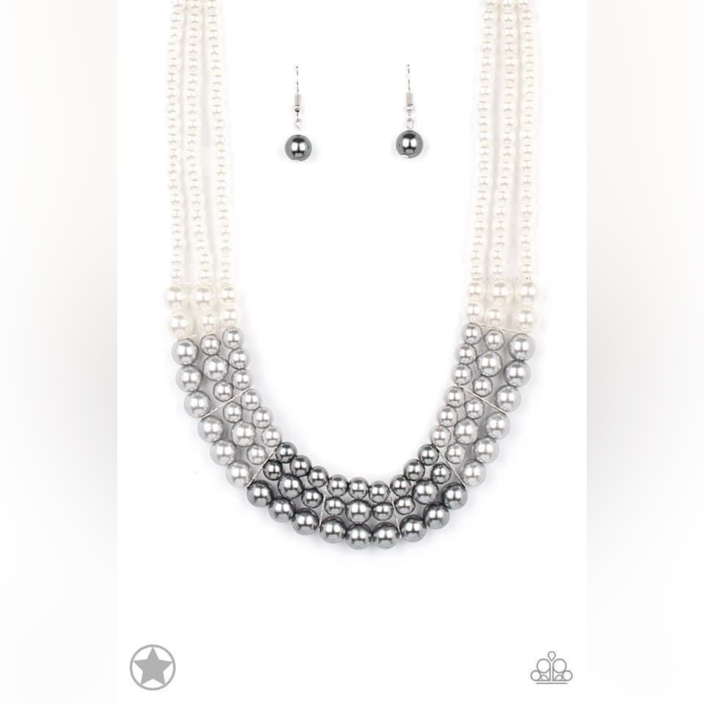 NEW - Paparazzi Silver Multi-Strand Beaded Necklace & Earrings